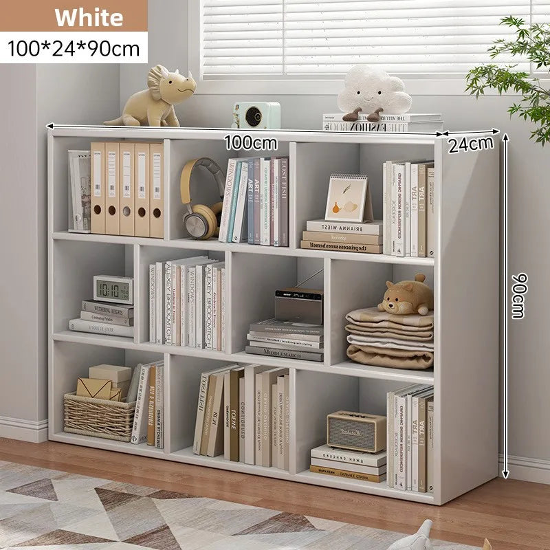 Bookshelf Bookcase Floor Shelf Home Living Room Study Combination Locker Bedroom Low Cabinet Oasis Select White 100-24-90