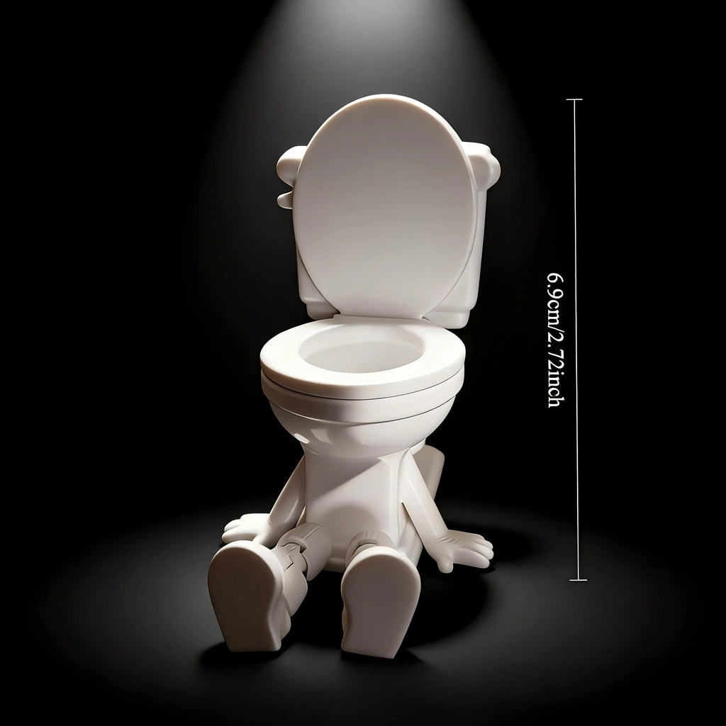 Funny Sitting Toilet Figurine Shelf Sitter with Arms Legs Novelty desktop Ornament decoration for Bedroom Prank Collectorag Gift Oasis Select toilet white 8.9x6.9x5.5cm