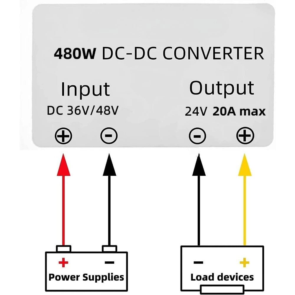 36V 48V Buck to 24V 20A 480W Buck Converter Golf Cart Power Converter Module Transformer Automotive Truck Marine Transformer Oasis Select