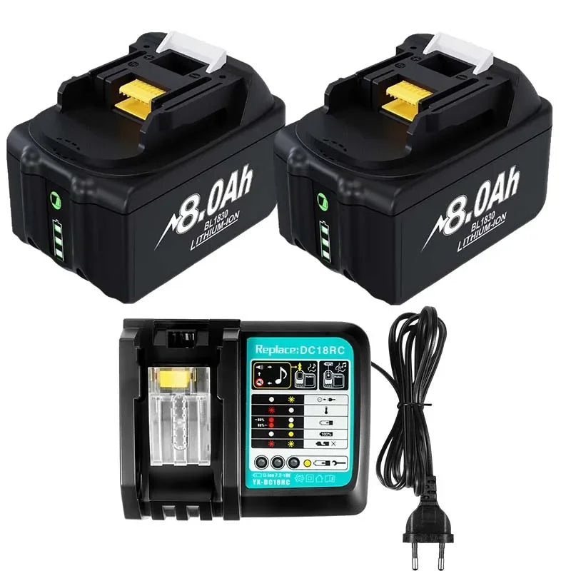 For Makita 18V Battery 8000mAh Replacement Battery Compatible For Makita BL1830 BL1850 BL1840 BL1840B BL1850B BL1890 Power Tools Oasis Select 2X8.0Ah1XCharger