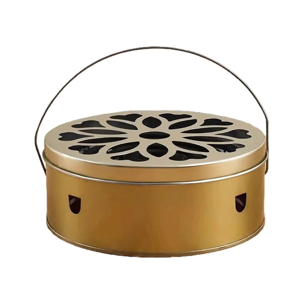 Portable Stainless Steel Mosquito Coil Box with Cover and Handle, Anti-scald Mosquito Incense Holder for Camping Patio Oasis Select