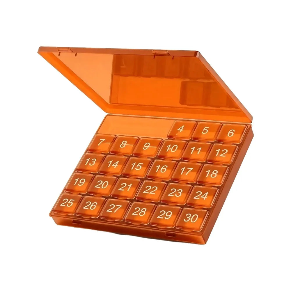 30-Day Monthly Pill Organizer – Transparent Leakproof Case