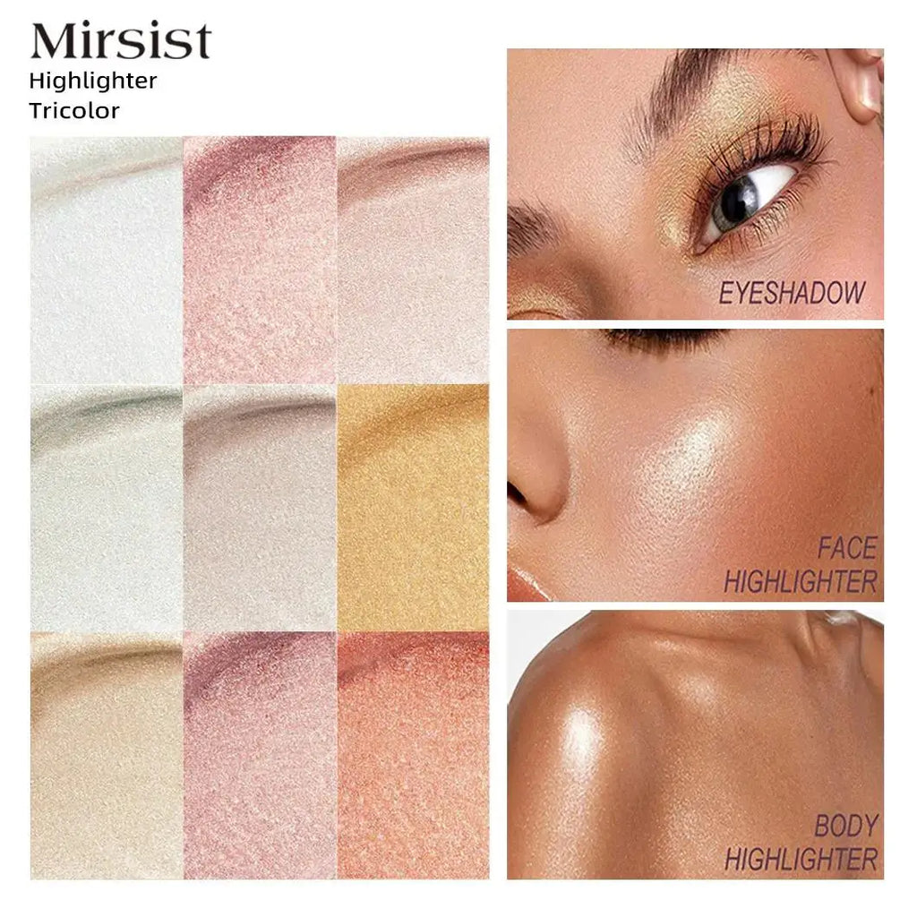 Mirsist Tricolor Shimmer Highlighter & Contour Palette – 12g