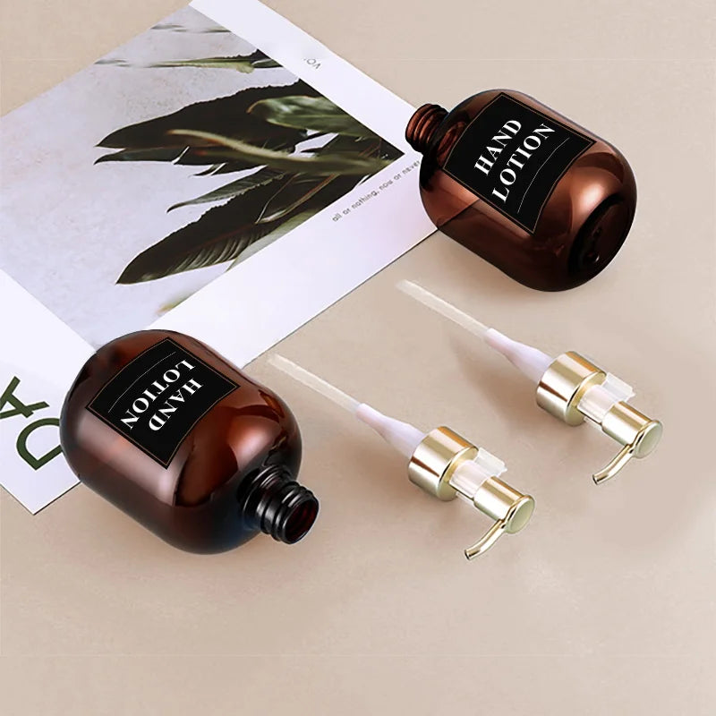 2 Pc 10.1 OZ Amber Soap Dispensers For Cosmetic Shampoos And Lotions Soaps Spill-proof Repeatable Pump Bottles For Bath Products Oasis Select
