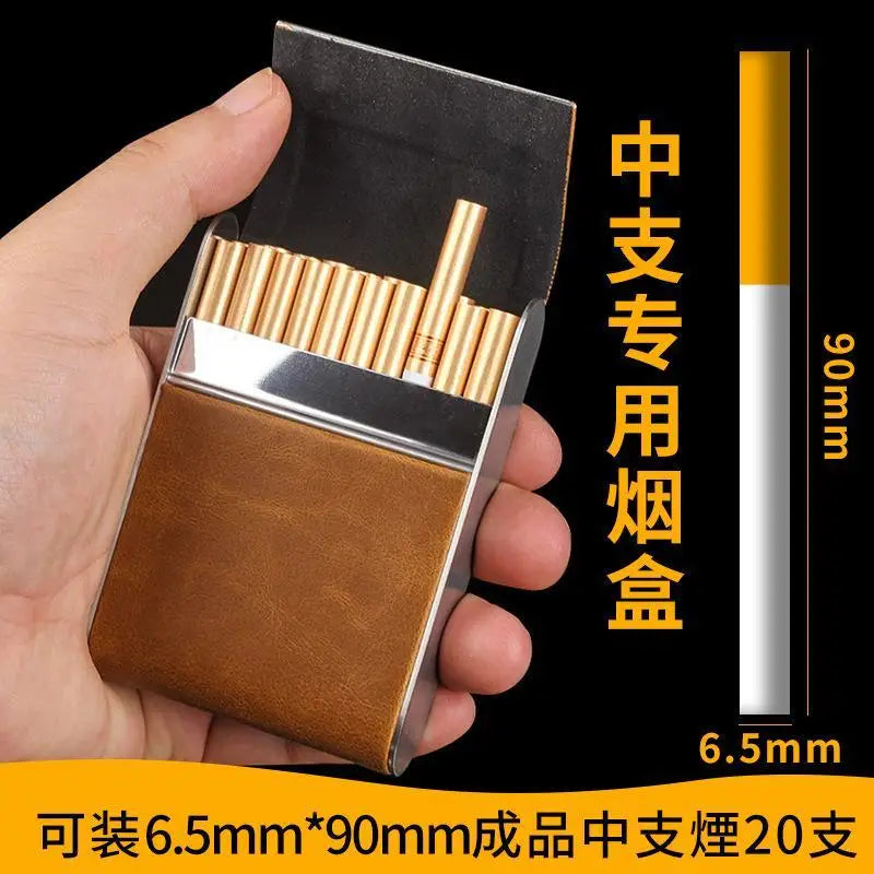 6.5mm medium cigarette case Special self rolling magnetic buckle leather portable cigarette case for medium and fine cigarettes Oasis Select
