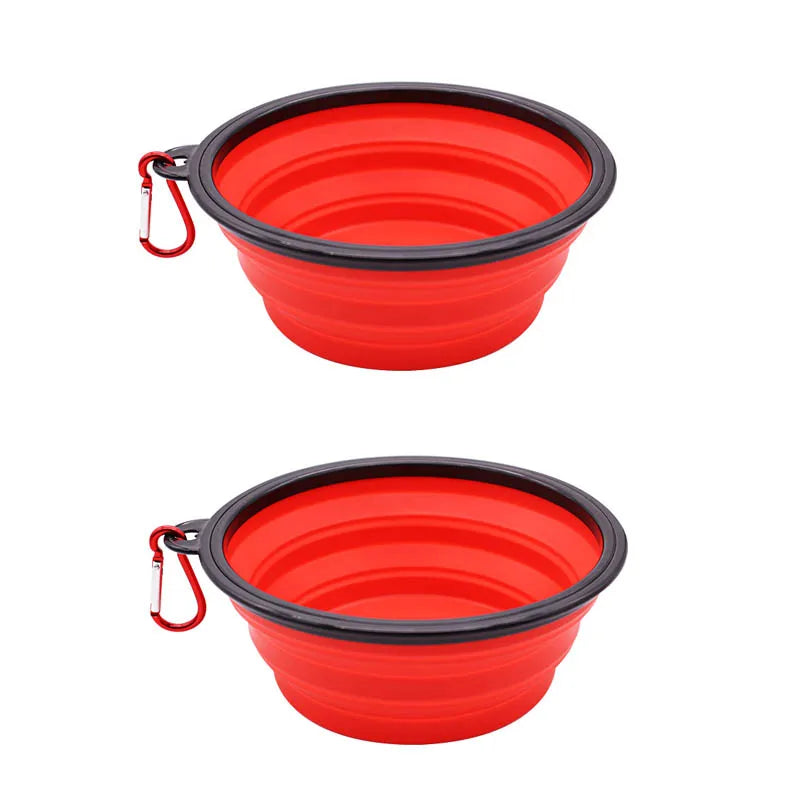 TPE dog bowl cat bowl wear-resistant and durable pet folding bowl travel outdoor drinking water feeding portable pet bowl Oasis Select red-2pcs 350ml