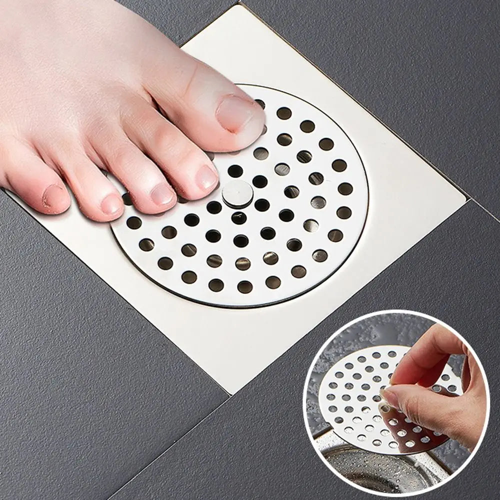 Durable Stainless Steel Floor Drain Net Cover Round Square Shape with Handle Hair Filter Drainage Grille Oasis Select
