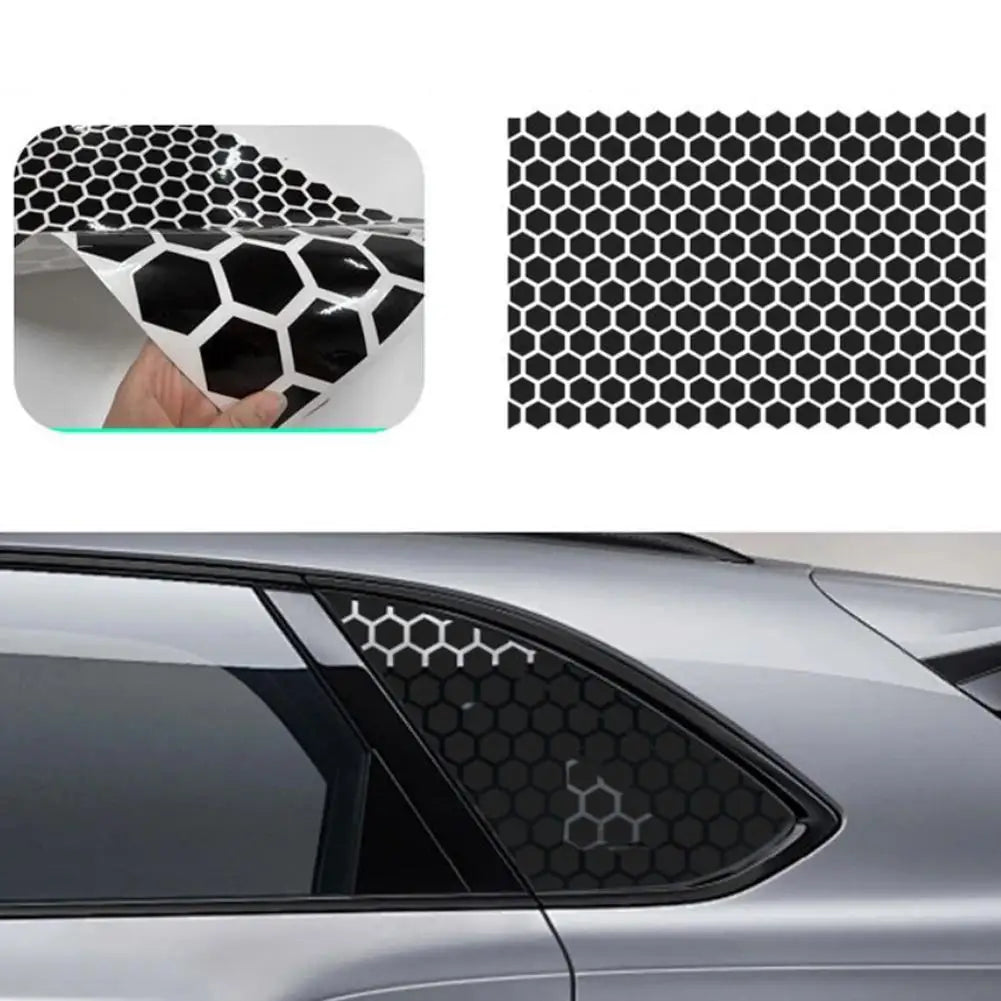 Car Side Window Matte Black Sticker 75x50cm Honeycomb Hexagon Self-Adhesive Sun Shade Sticker Universal All Vehicle Accessories Oasis Select
