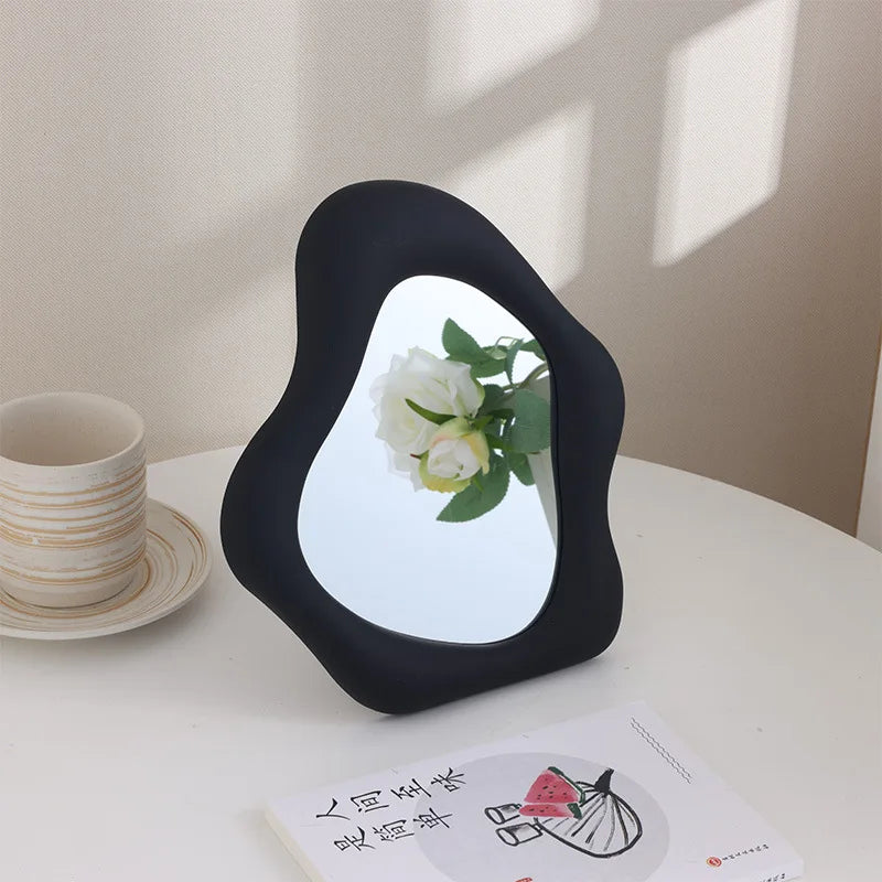 Fashion Silver Decorative Mirrors Electroplated Laser Makeup Mirror for Women Corrugated Irregular Cosmetic Mirror Room Decor Oasis Select 2