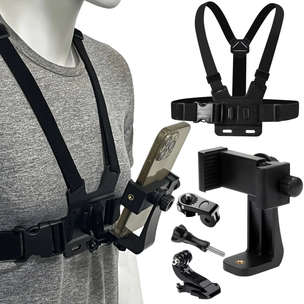 Phone & Action Camera Chest Strap Mount | 360° Clip