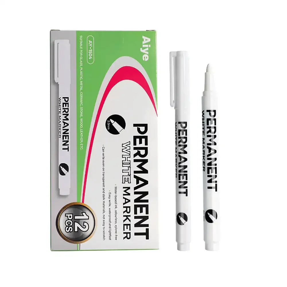 12-Pack Waterproof Oil Paint Marker Pens 1mm – Tire, Glass, Metal