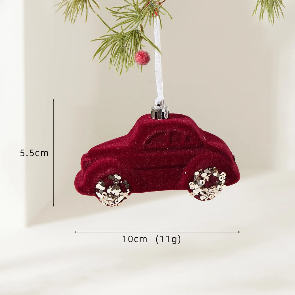 Nordic Christmas Decorations Flocked Burgundy Hanging Ornaments Christmas Tree Decorations Holiday Decor Oasis Select Style 9