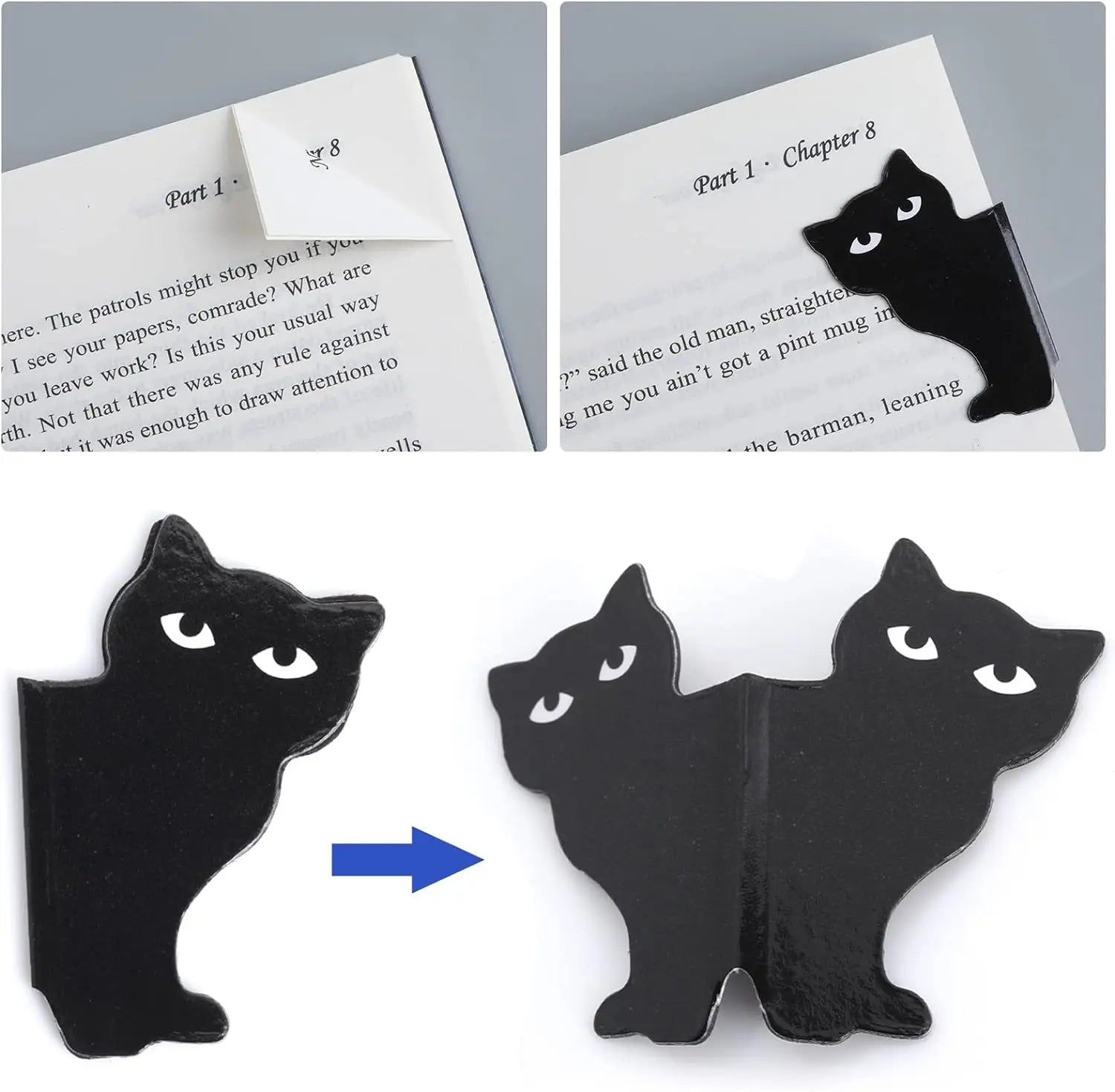 6/12cs Magnetic Bookmarks For Book Lovers, Black Cat Cute Bookmarks For Cat Lover Gifts,and Students Teachers School Home Oasis Select