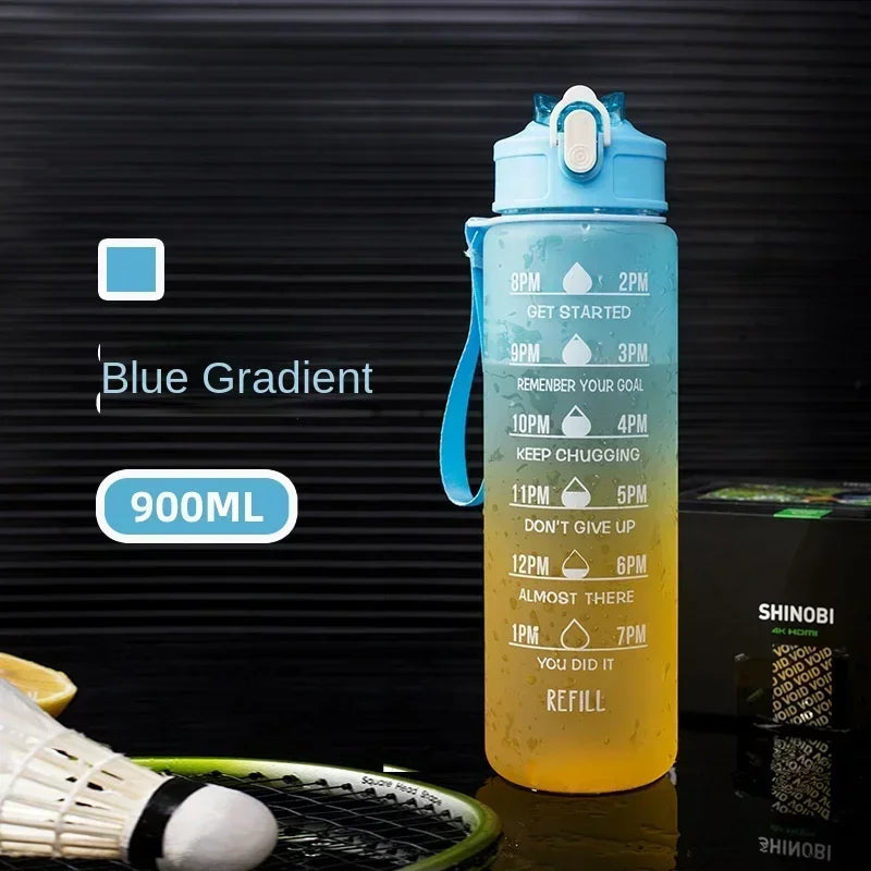 900ml Sports Water Bottle High Temperature Resistant Graduated Straw Cup Rainbow Frosted Progressive Color Water Cup Plastic Cup Oasis Select
