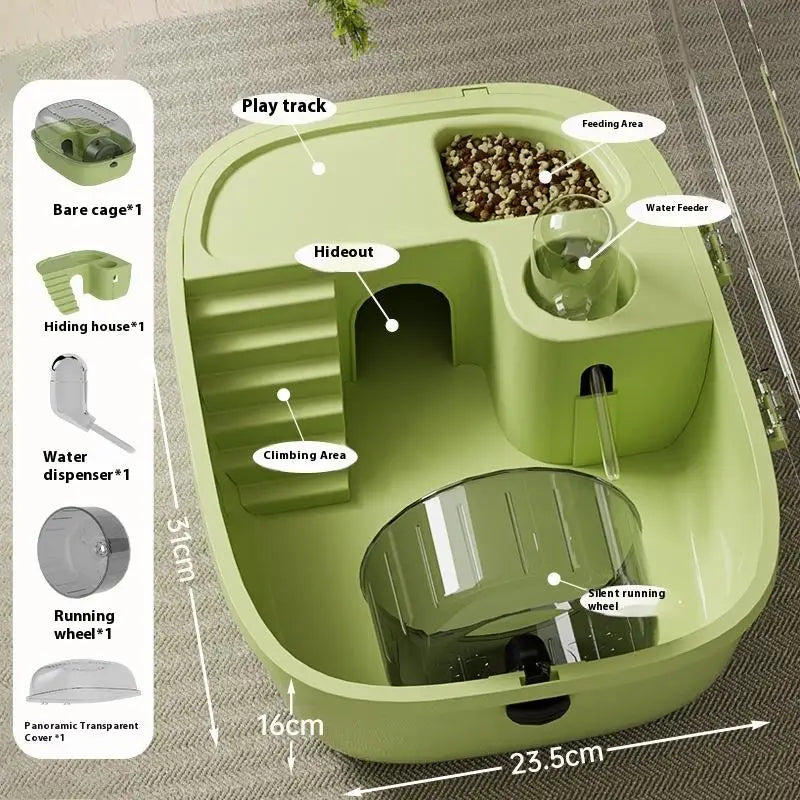 Luxury Large Capacity Hamster Cage 2-Layer Platform Golden Hamster Habitat Villa with Hiding Nest for Small Pets Oasis Select A4