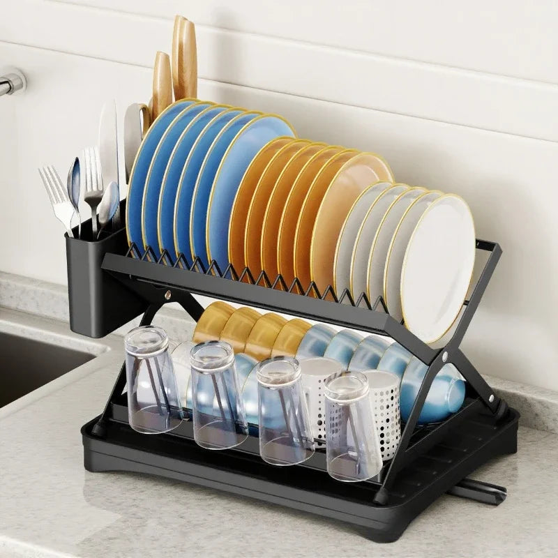 Kitchen Storage Dish Rack Foldable Household Multifunctional Storage Drain Dish Rack Oasis Select