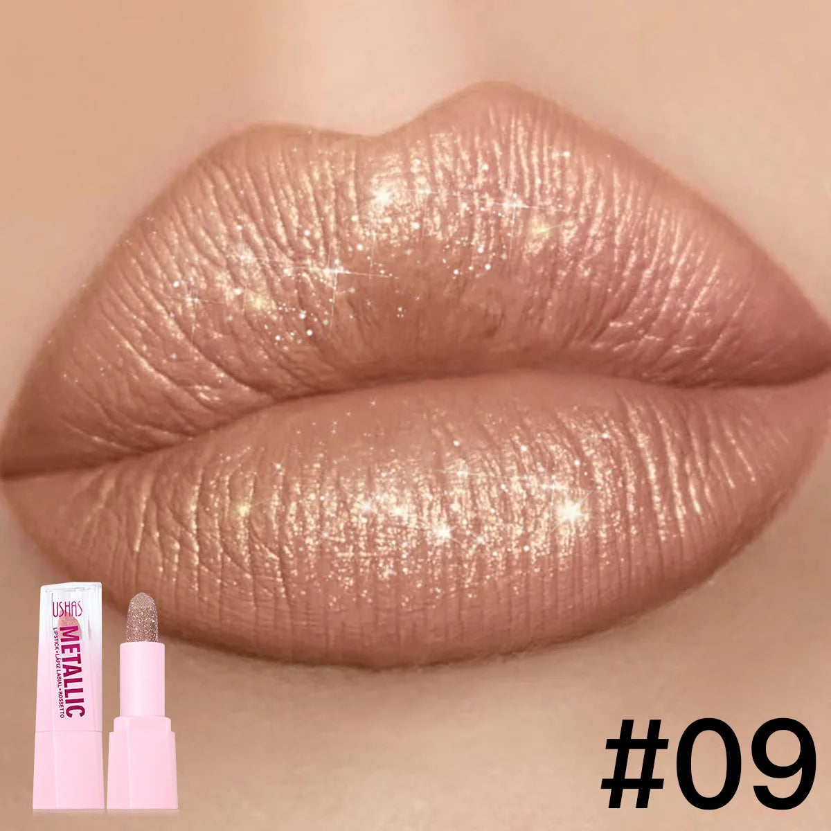 USHAS Pearlescent Matte Lipstick – Waterproof & Non-Stick
