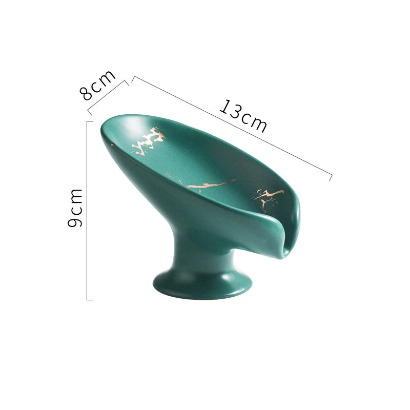 Ceramics Leaf Shape Soap Box Drain Soap Holder Box Luxury Bathroom Accessories Supplies Heart Shape Soap Dish Tray Gadgets Oasis Select