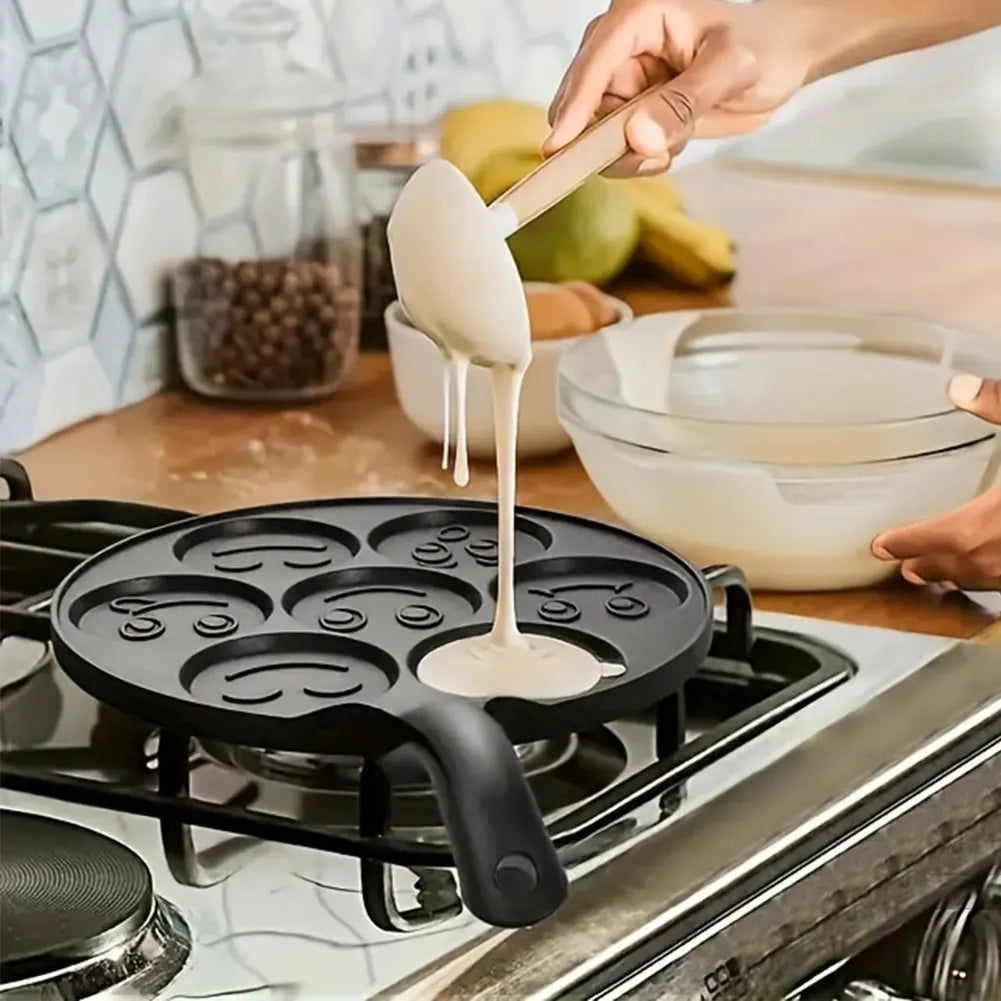7-Cup Smiley Face Pancake Pan – Non-Stick Mini Pancake Maker Non-Stick Pancake Pan Oasis Select