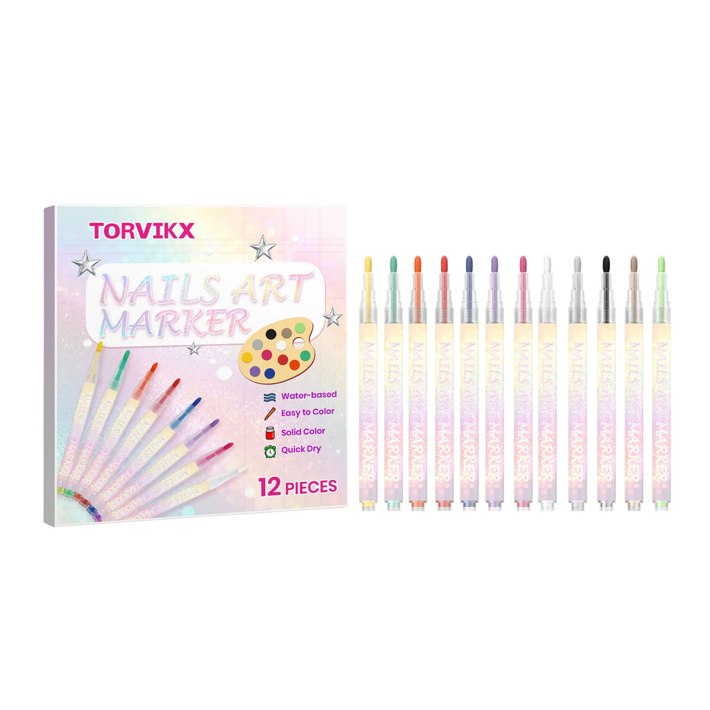 Nail Art Pen DIY Painting Fine Tip Long Lasting Color Smooth Drawing Water Based Waterproof Quick Dry Professional Beginner Oasis Select 1set 1