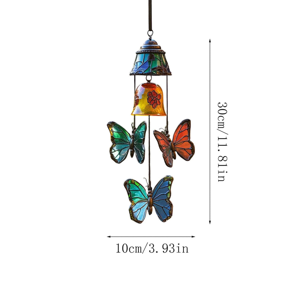 Stained Glass Butterfly Wind Chime | Garden & Patio Decor Garden Wind Chime Oasis Select