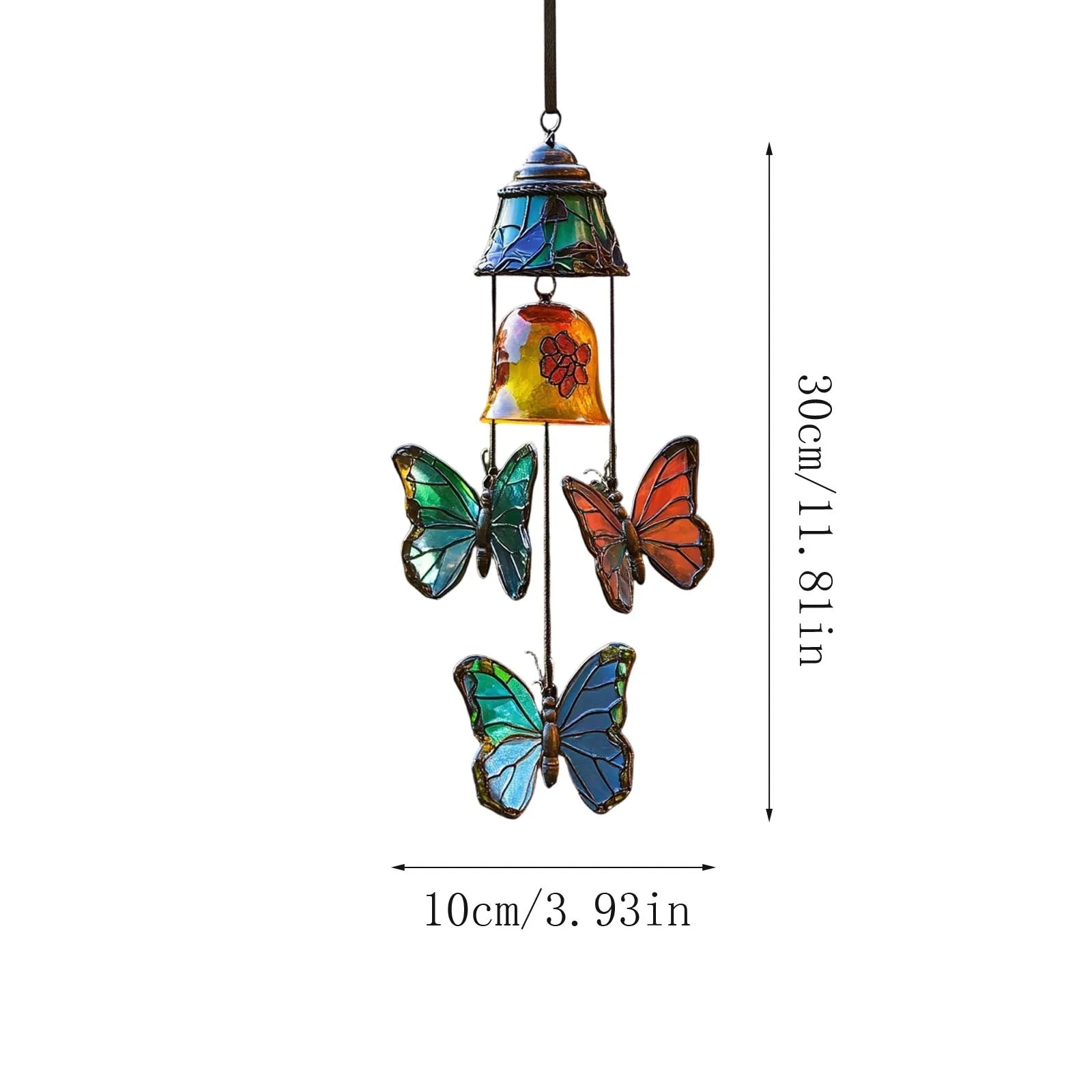 Stained Glass Butterfly Wind Chime | Garden & Patio Decor Garden Wind Chime Oasis Select