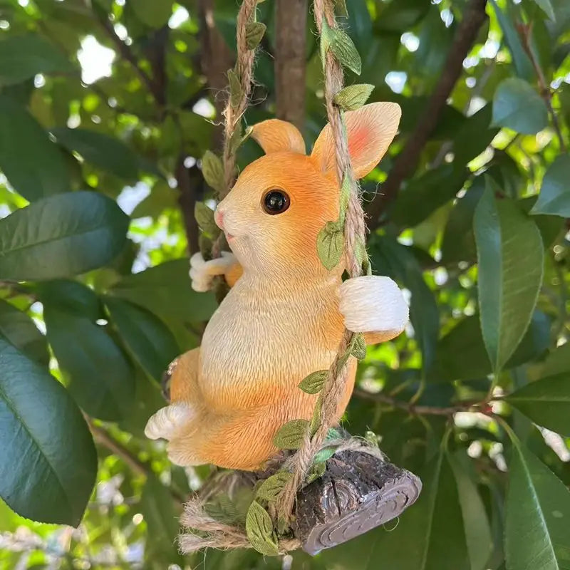 Cute Rabbit Swing, Courtyard Balcony, Flower Garden, Outdoor Homestay, Hanging Decorations, Tree Animals, Hanging Ornaments Oasis Select