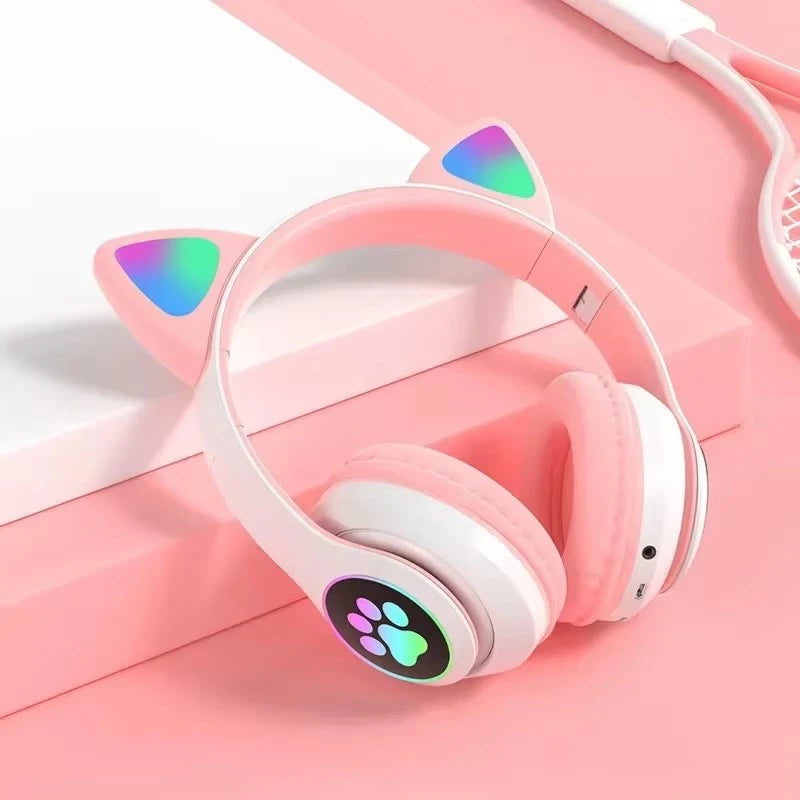 JST-28 Wireless Headphones Cat Ears Bluetooth Earphones Stereo Music Earbuds Bluetooth Sports Gaming Headset with Mic for Phones Oasis Select