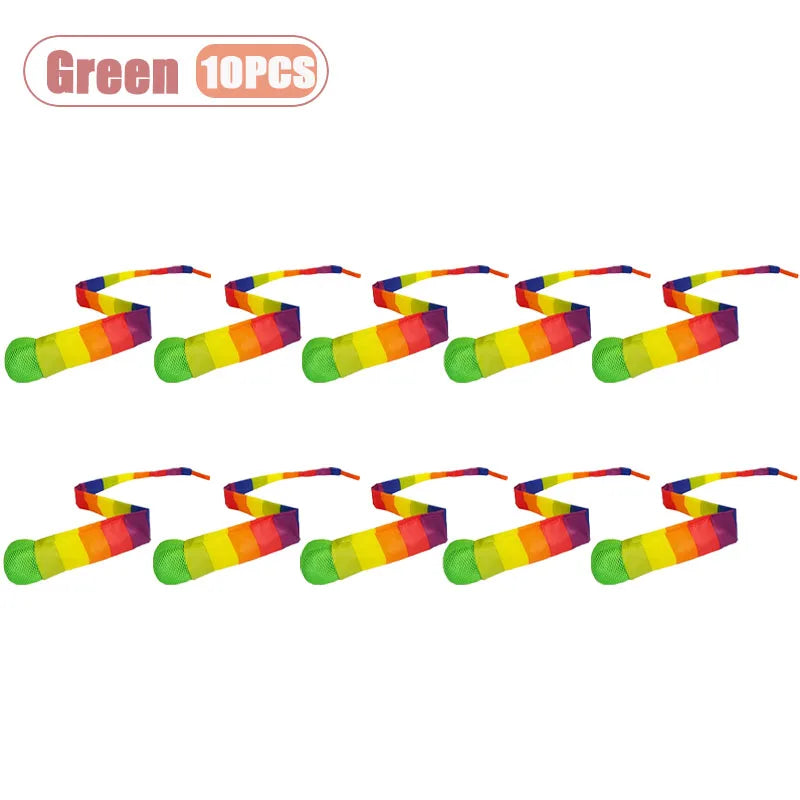 1-20PCS Rainbow Ball with Soft Tail Outdoor Indoor Throwing Catching Play Toy Sensory Integration Coordination Training Sports Oasis Select Green-10PCS