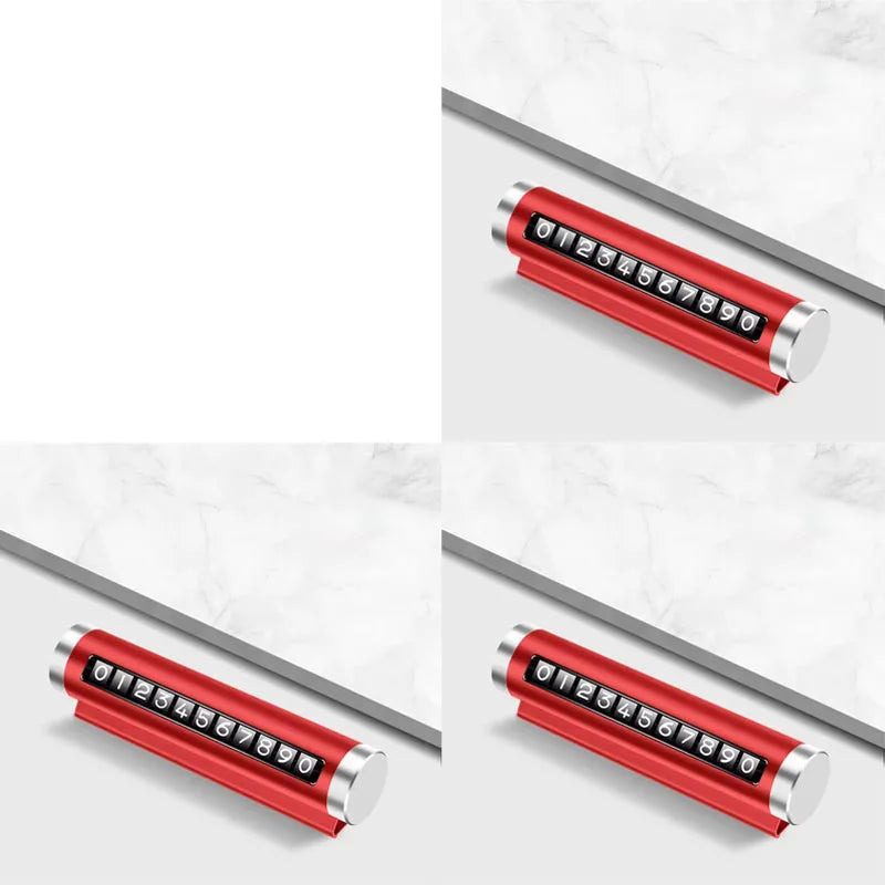1/2/3pcs Phone Number Plate Temporary Parking Card Aluminum Stickers Rotate Park Stop Metal Car Temporary Parking Card Auto Oasis Select 3pcs Red
