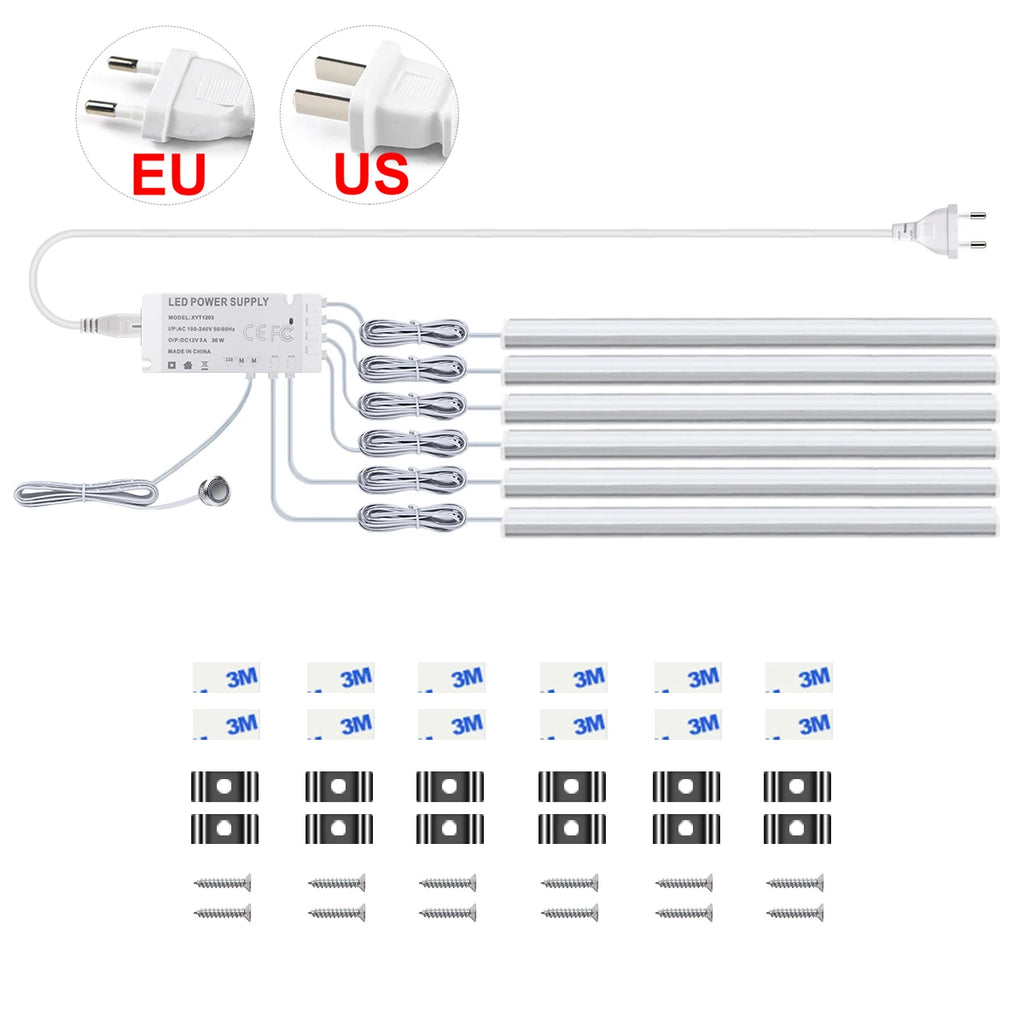 LED Light Bar Touch Sensor Dimming Swtich EU/US Power Plug Led Night Light for Kitchen Wardrobe Cabinet Lighting 30cm/40cm/50cm Oasis Select