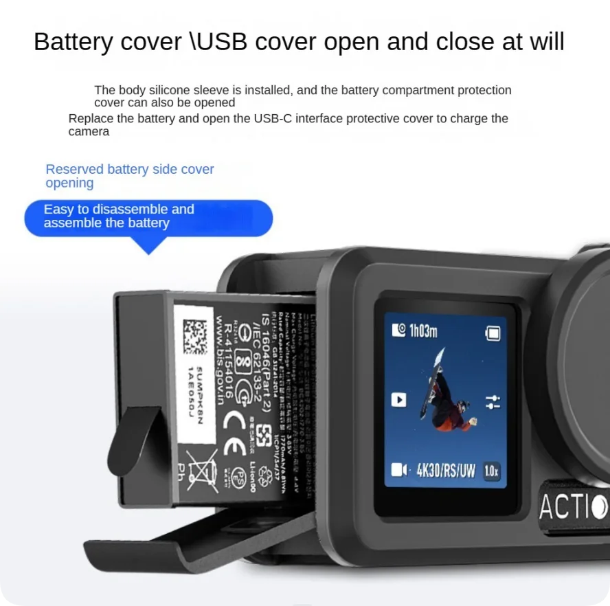 DJI Osmo Action 5 Pro Silicone Case + Lens Cap Cover