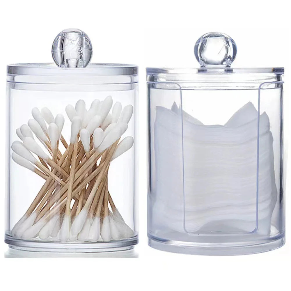 Clear Acrylic Bathroom Storage Jar with Secure Lid Multipurpose Organizer Container for Cotton Pads Swabs Cosmetic Accessories Oasis Select