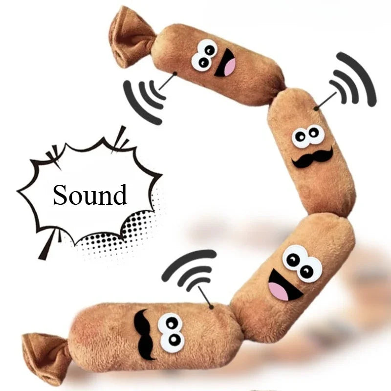 Creative and Interesting Sausage Shaped Squeaky Dog Plush Toy Bite Resistant Molar Chew Toy for Puppy Teeth Cleaning Oasis Select