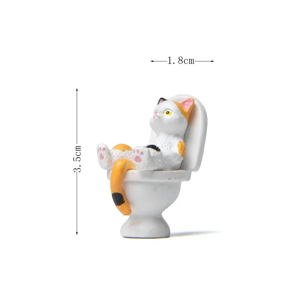 Funny Cat Spiritual Consolation PVC Appearance Toilet Office Mini Animal Cat Party Supplies Miniature Desk Decoration Oasis Select S-GZ
