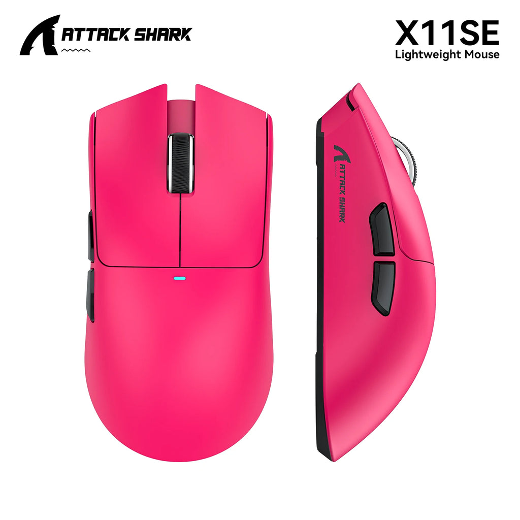 ATTACK SHARK X11 SE Wireless Tri-mode Gaming Mouse 59g Light,22000 DPI,PixArt PAW3311 Sensor,BT/2.4G/Wired,2000W Clicks Oasis Select X11se Berry red