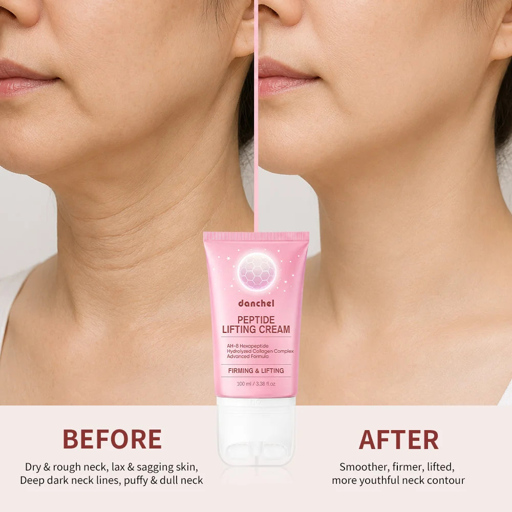 AH-8 Hexapeptide Neck Firming Cream Dual Roller Massage Anti Wrinkle Tightening Sagging Skin Long Lasting Hydration Skincare Oasis Select