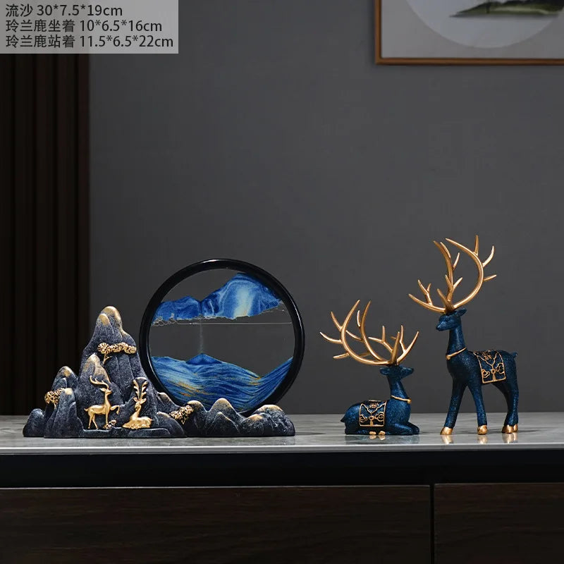 Quicksand Painting Creative Hourglass New Chinese Light Luxury Decoration TV Cabinet Living Room Wine Cabinet Decoration Oasis Select H