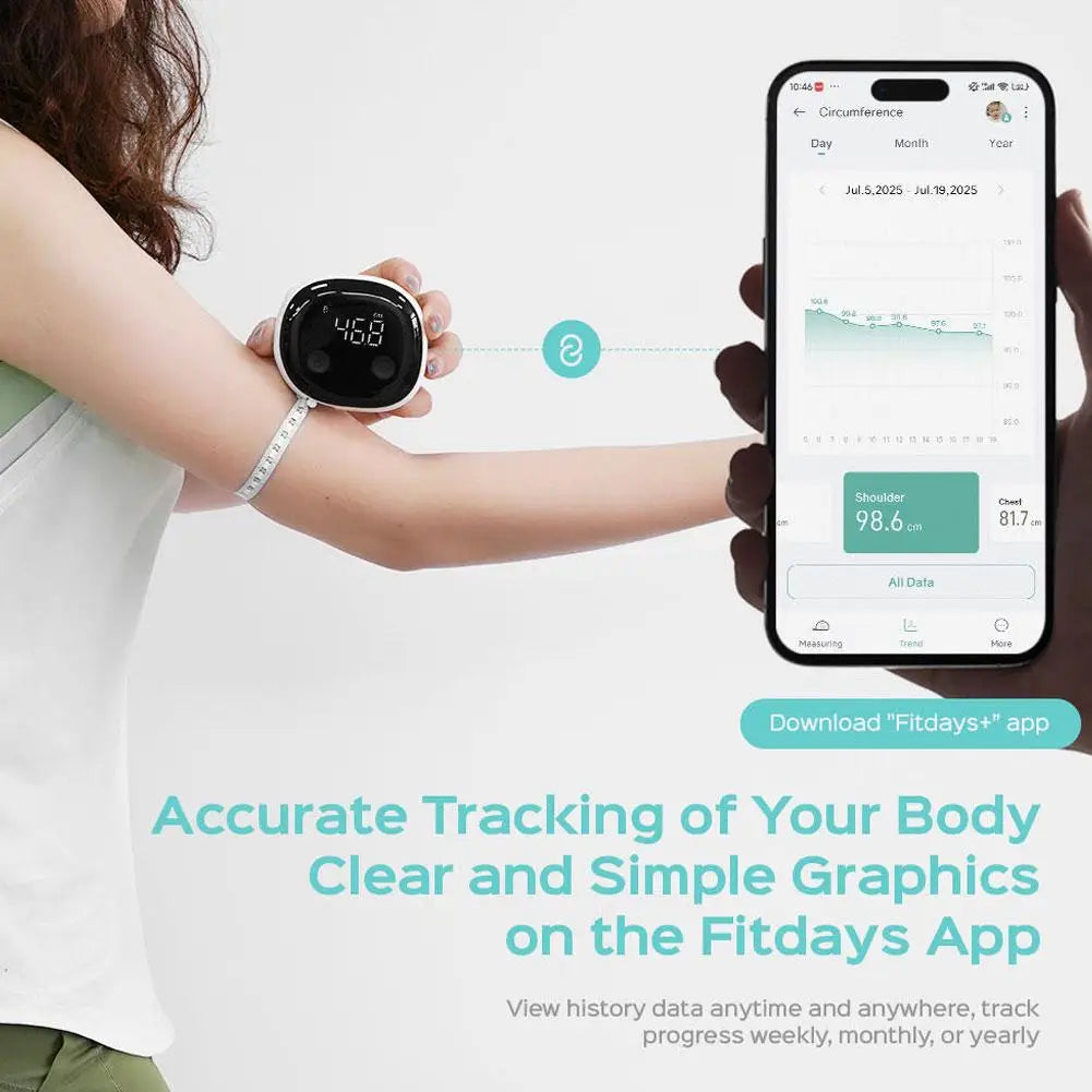 Smart Bluetooth Body Tape Measure – App Sync & OLED