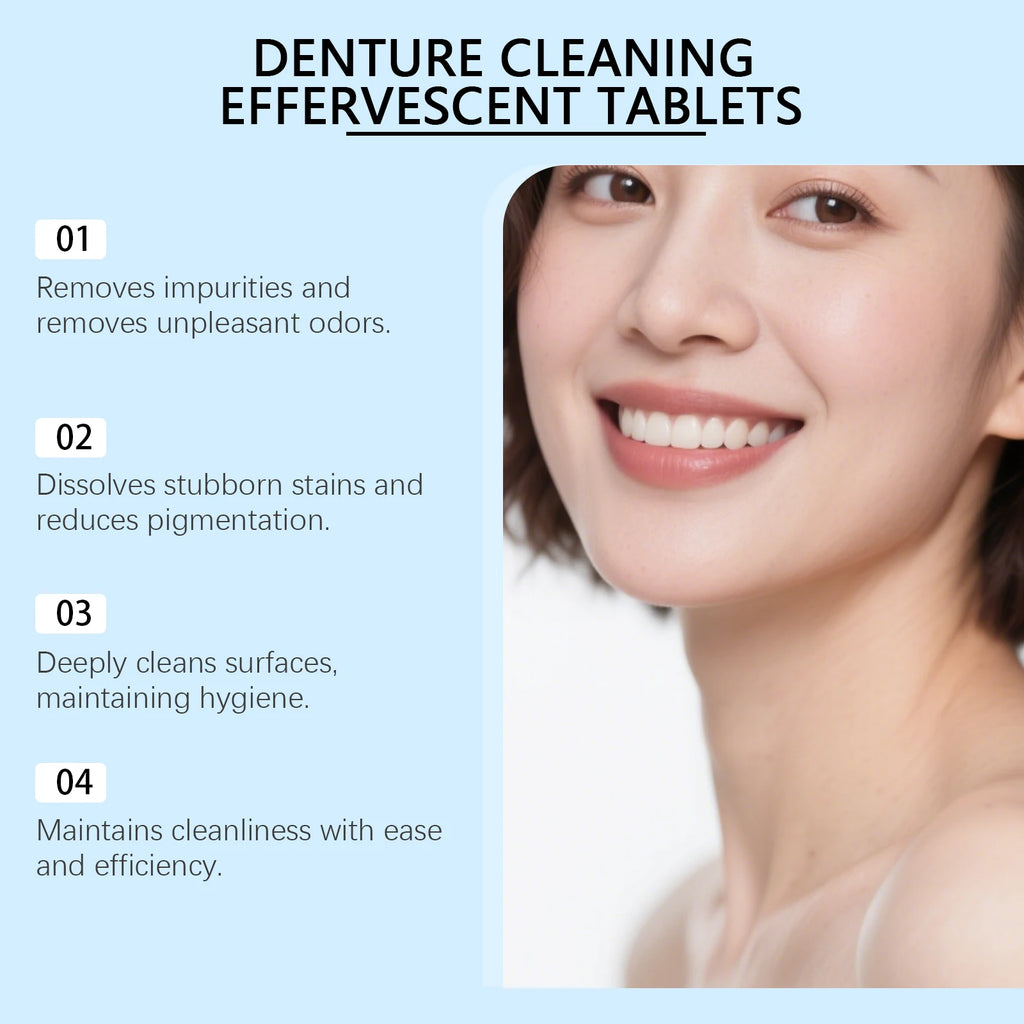 Denture Cleaning Effervescent Tablets – Daily Stain Remover Denture Cleaner Tablets Oasis Select