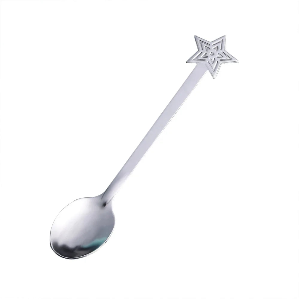 Christmas Gifts Coffee Spoons Stainless Steel Nordic style Dessert Spoon Tableware Kitchen Accessories New Year Gift Decorations Oasis Select Silver Star