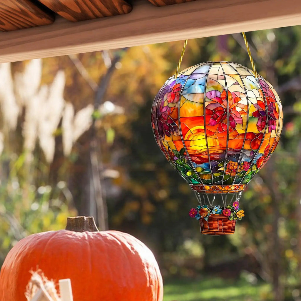 Sun Catcher Window Wall Hangable Colored Decor 2D Flat Acrylic Hot Air Balloon Sun Catcher Window Decoration for Home Garden Oasis Select