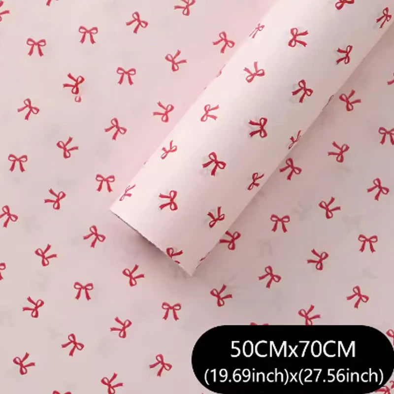 20-Sheet Floral Bow Wrapping Paper 50x70cm | Korean Gift Tissue