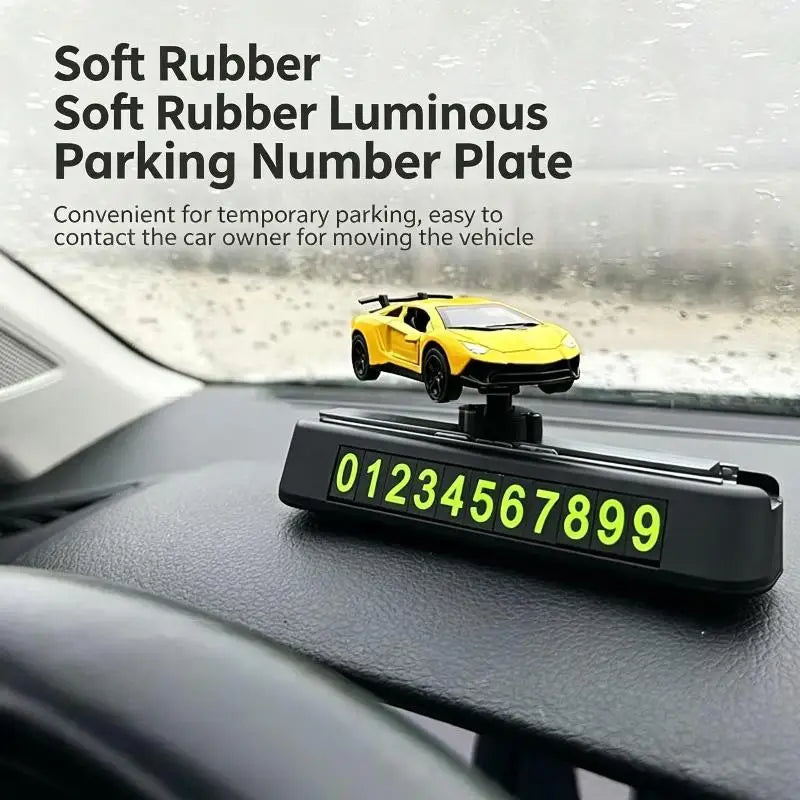 Car Dashboard Decorations With Temporary Parking Number Plate Drift & Turn Mini Car Model Ornament Dynamic Interactive Oasis Select