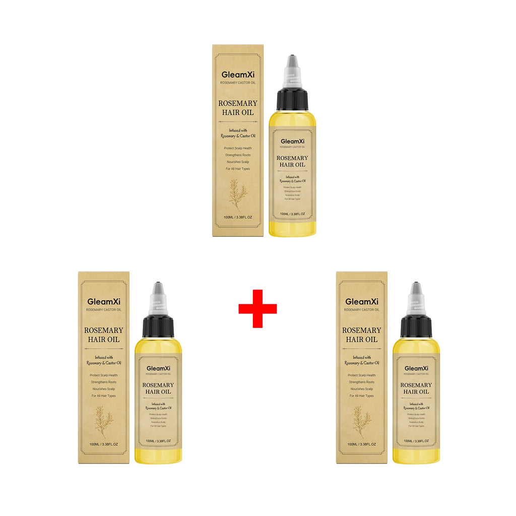Rosemary Castor Hair Oil Strengthens Roots and Nourish Scalp Anti Hair Loss Reduce Breakage Voluminous Soft Hair Care Oasis Select 3pcs