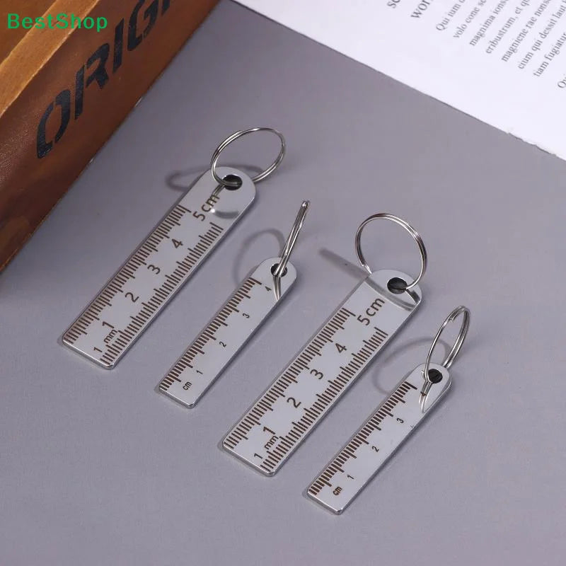 ♥Mini Stainless Steel Ruler Keychain | 1-5cm Portable Measuring Tool Key Rings (Anti-loss Measuring Ruler) Oasis Select