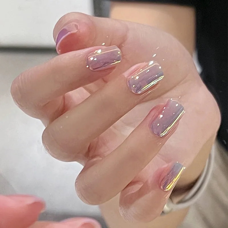 Fashion French Fake Nails, Gradient Handmade Press on Nails, Wearable Removable Glue on Nail Art Tips for Women Girls Daily Wear Oasis Select G