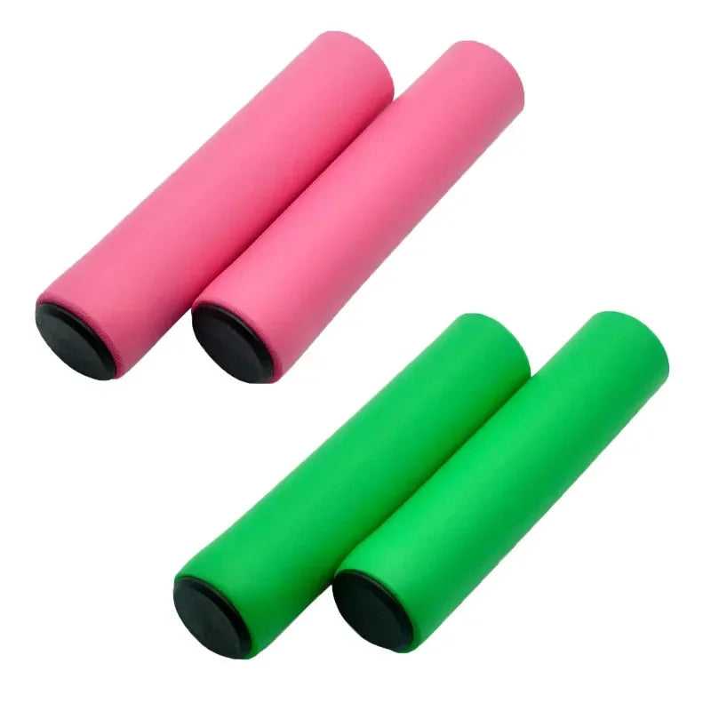 3/2/1Pairs Bicycle Grip Silicone Sponge Soft MTB Mountain Bike Handlebar Cover Anti Slip Shock-Absorbing Scooter Grip Oasis Select pink-green