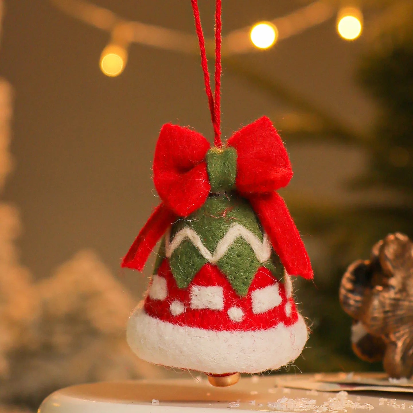 New Christmas Decoration Wool Felting Plush Christmas Bell Santa Claus Snowman Jingle Bell Christmas Tree Hanging Pendant Oasis Select Style 3