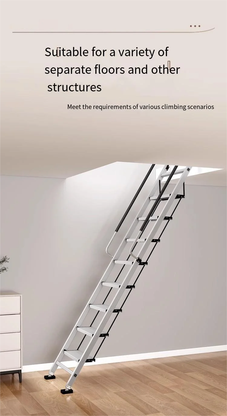 Ladder,household Aluminum Alloy Folding Telescopic Platform, Staircase,indoor Handrail,thickened Mobile Portable Climbing Ladder Oasis Select